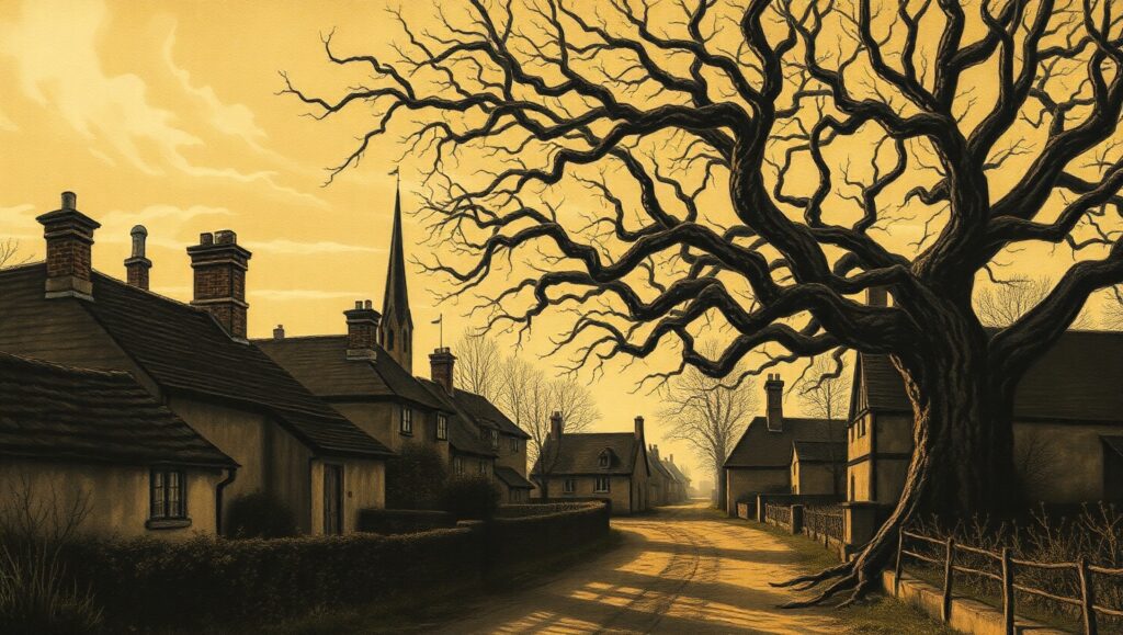 Dusk in a Serene Village – free AI stock image