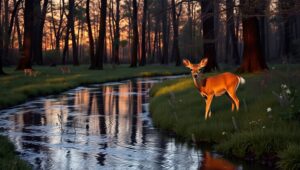 Dusk in the Enchanted Forest – free AI stock image
