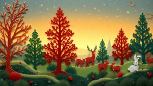 Dusk in the Paper Forest – free AI stock image