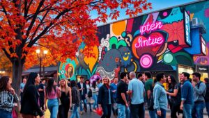Dusk on the Colorful Street – free AI stock image