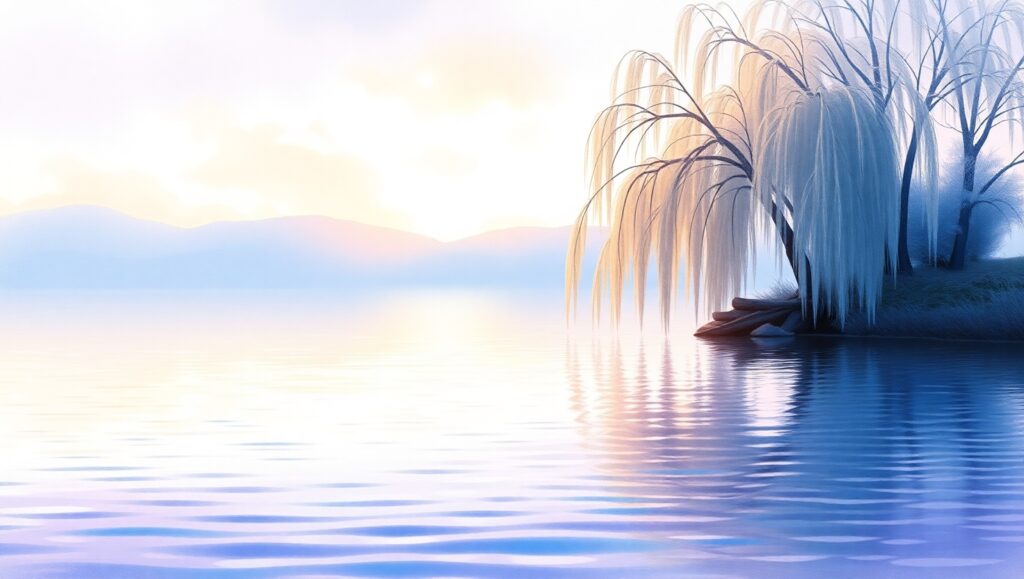 Dusk Reflections on Serene Waters – free AI stock image
