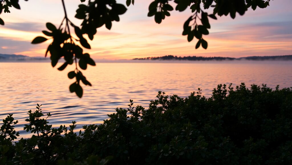Dusk Serenity at the Lake – free AI stock image