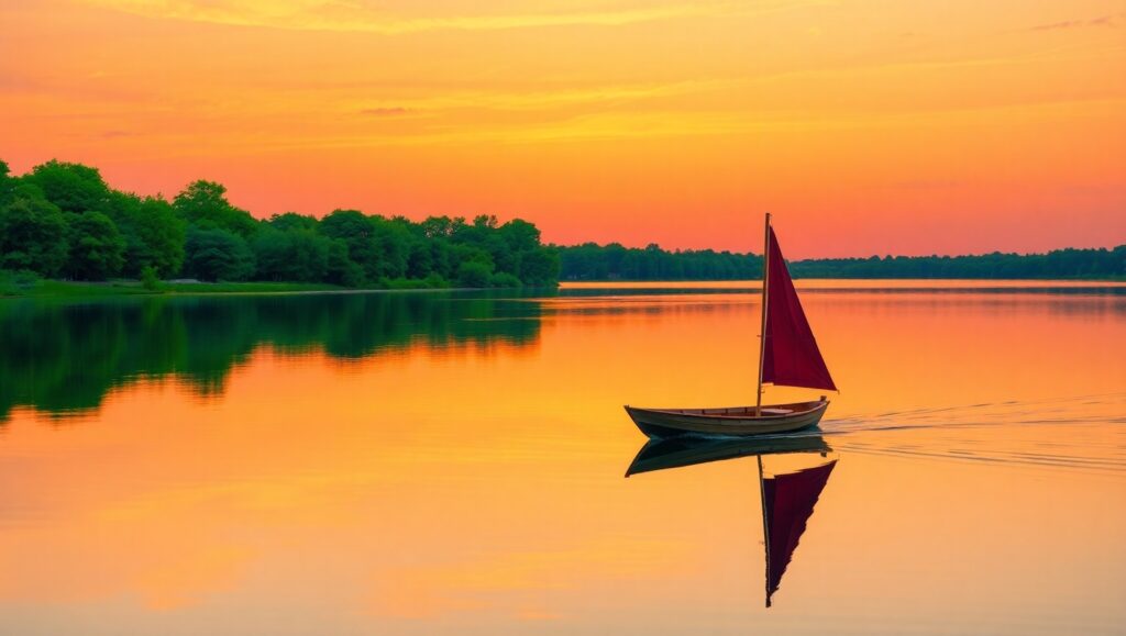 Dusk Serenity at the Lakeside 8Gu – free AI stock image
