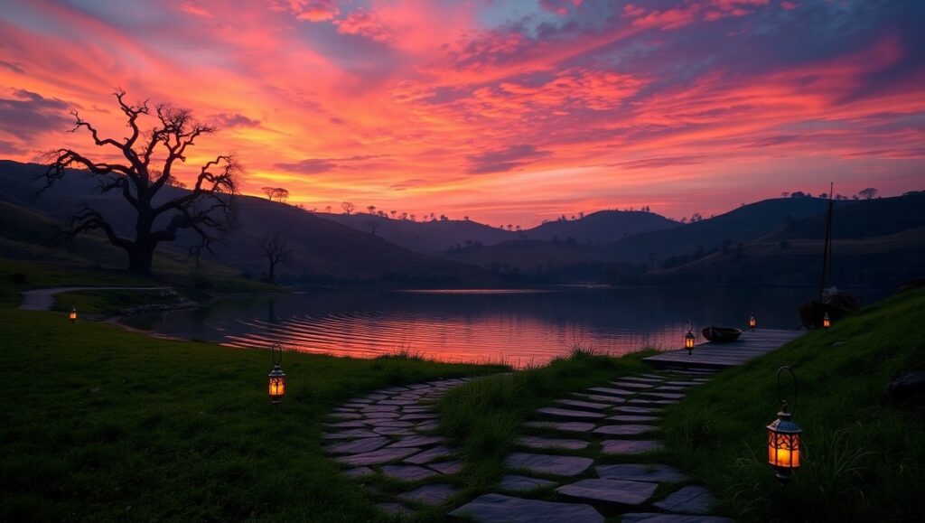 Dusk Serenity by the – free AI stock image