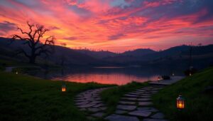 Dusk Serenity by the – free AI stock image