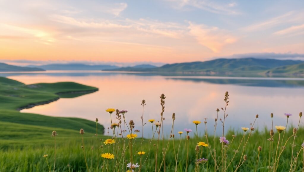 Dusk Serenity by the Lake – free AI stock image