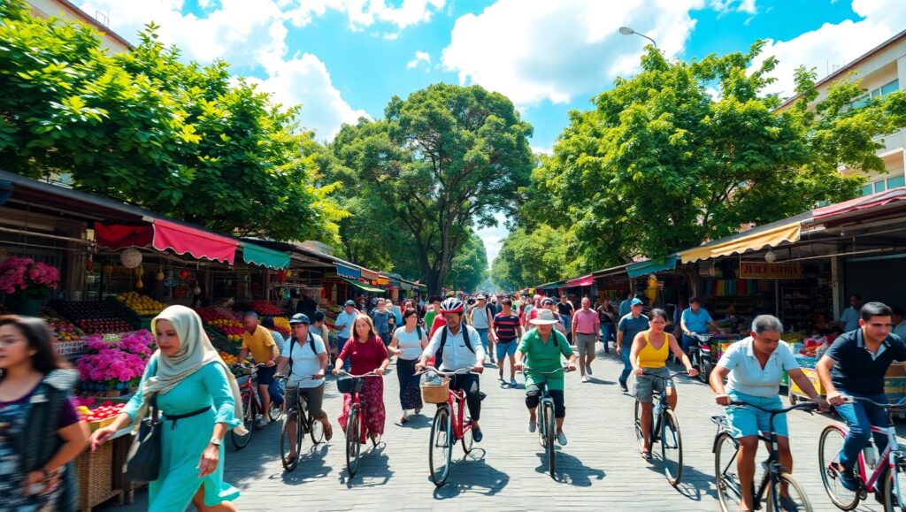 Dynamic City Market in Motion – free AI stock image