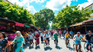 Dynamic City Market in Motion – free AI stock image