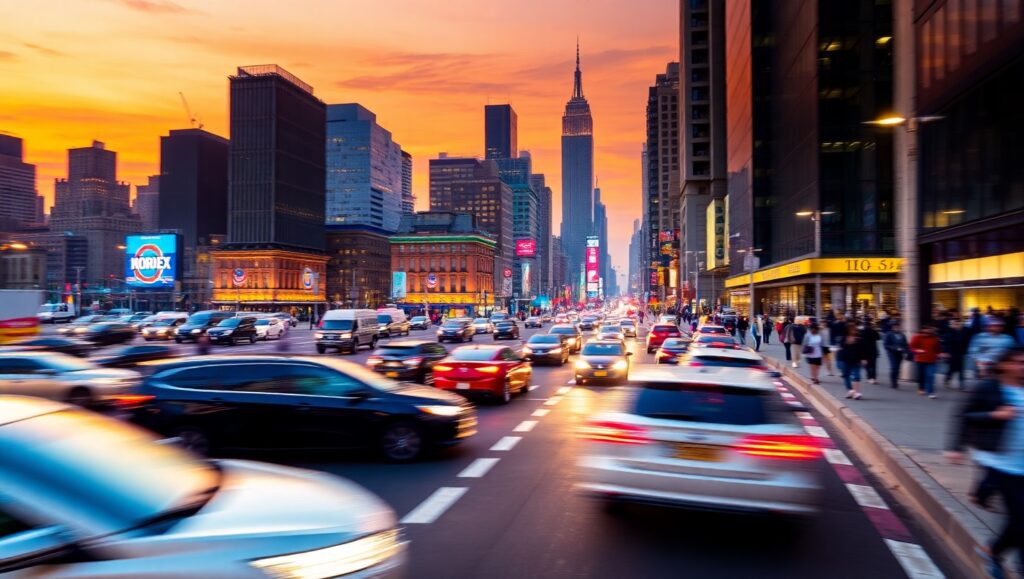 Dynamic Cityscape at Dusk Wnb – free AI stock image