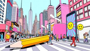 Dynamic Cityscape in Pop Art – free AI stock image