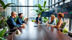 Dynamic Collaboration in a Modern Office – free AI stock image
