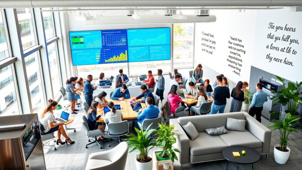 Dynamic Corporate Office Collaboration – free AI stock image
