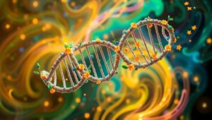 Dynamic DNA in Nature’s Embrace – free AI stock image