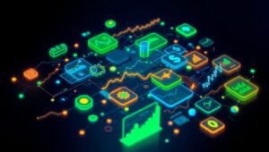 Dynamic Financial Ecosystem Visualization – free AI stock image