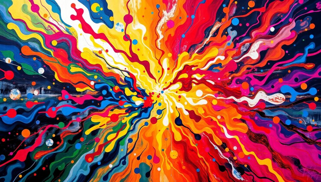 Dynamic Fusion of Colors and Shapes – free AI stock image