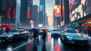 Dynamic Futuristic City at Dusk – free AI stock image