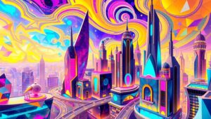 Dynamic Geometric Cityscape at – free AI stock image