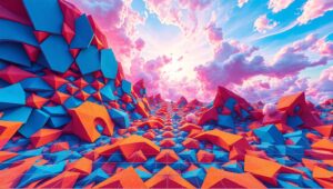 Dynamic Geometric Landscape Illusion – free AI stock image