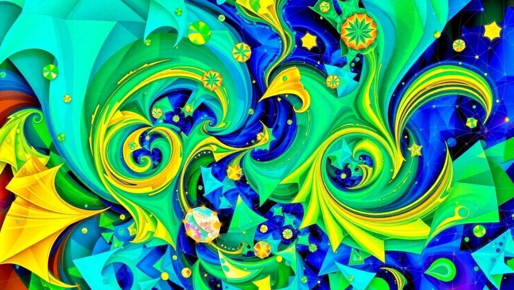 Dynamic Harmony of Shapes and Colors – free AI stock image