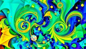 Dynamic Harmony of Shapes and Colors – free AI stock image