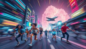 Dynamic Night Cityscape in Motion – free AI stock image