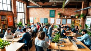 Dynamic Startup Collaboration Space 5xo – free AI stock image