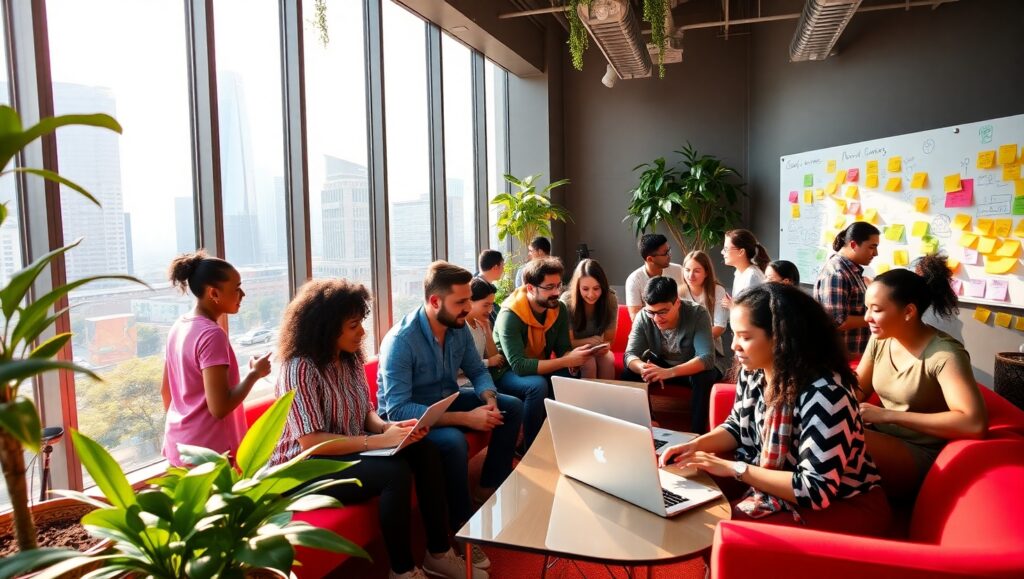 Dynamic Startup Collaboration Space Rac – free AI stock image