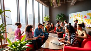 Dynamic Startup Collaboration Space Rac – free AI stock image