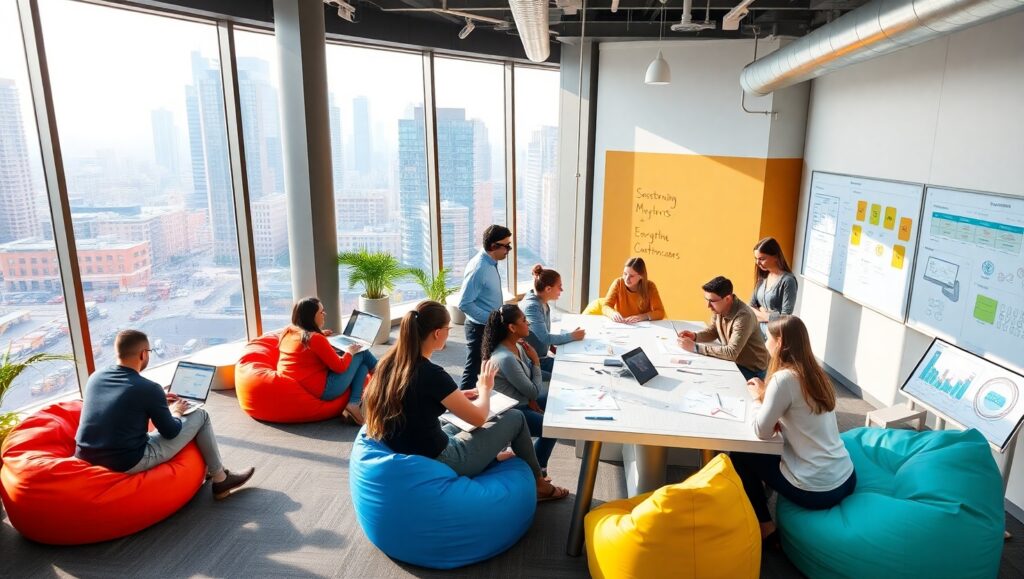 Dynamic Startup Workspace Interior Design – free AI stock image