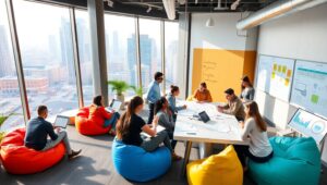 Dynamic Startup Workspace Interior Design – free AI stock image