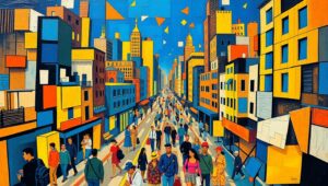 Dynamic Urban Cubism Exploration – free AI stock image