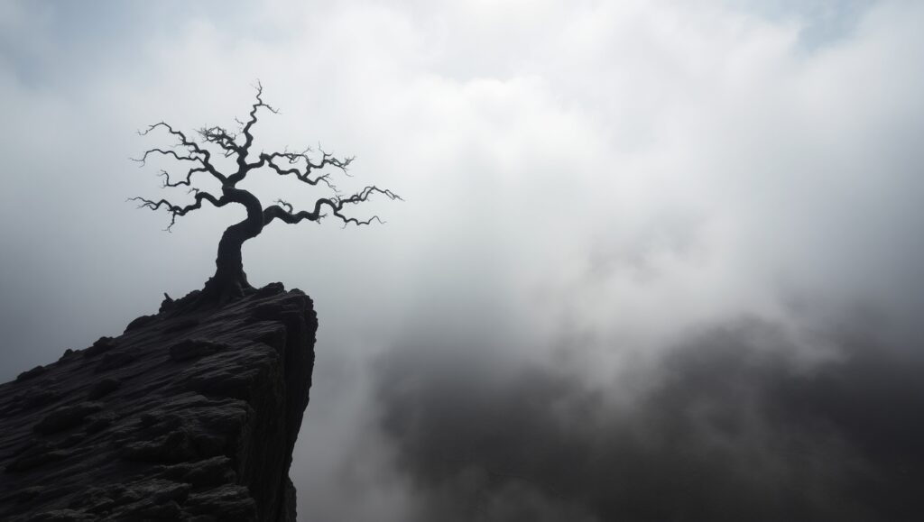 Echoes of Solitude in Monochrome – free AI stock image