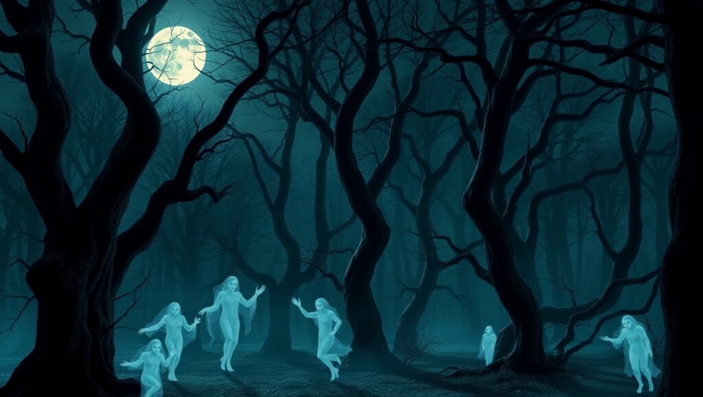 Eerie Night in a Haunted Forest – free AI stock image