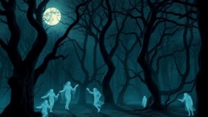 Eerie Night in a Haunted Forest – free AI stock image