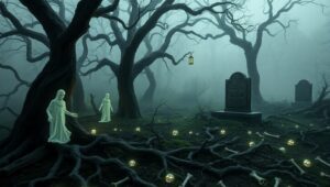 Eerie Night in the Haunted Forest W4R – free AI stock image
