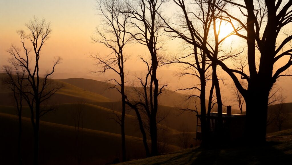 Elegant Dusk Over Serene Hills – free AI stock image