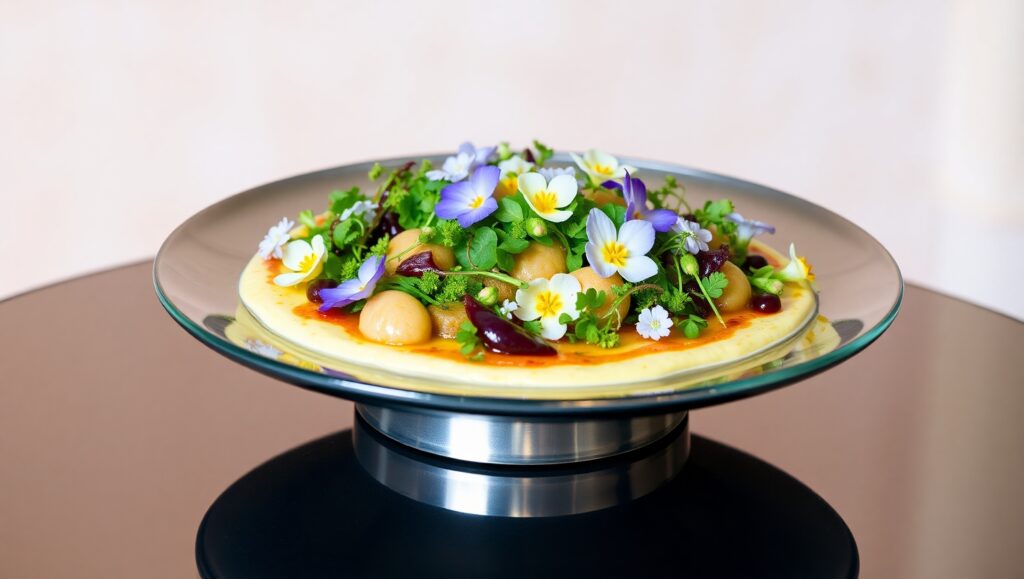 Elegant Edible Flower Presentation – free AI stock image