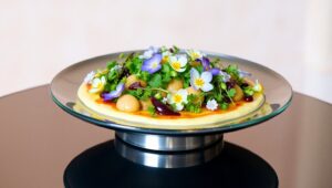 Elegant Edible Flower Presentation – free AI stock image