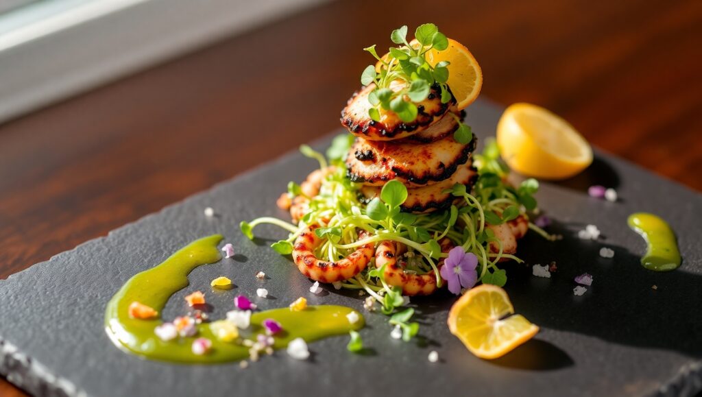 Elegant Seafood Arrangement on Slate – free AI stock image