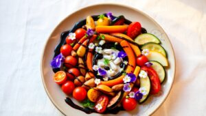 Elegant Vegetable Artistry on Plate – free AI stock image
