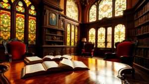 Elegant Victorian Library Interior – free AI stock image