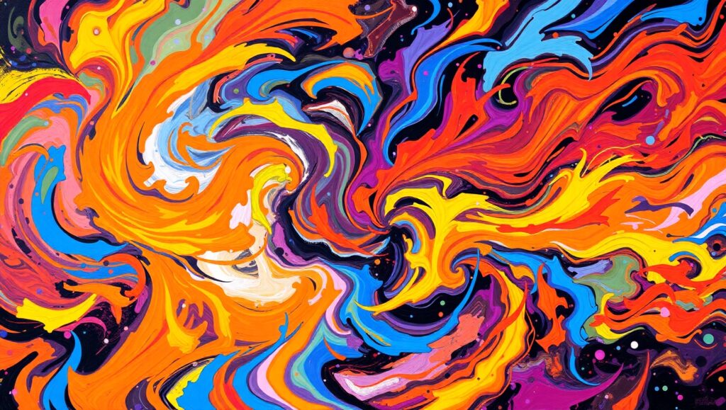 Emotional Chaos in Colorful Motion – free AI stock image