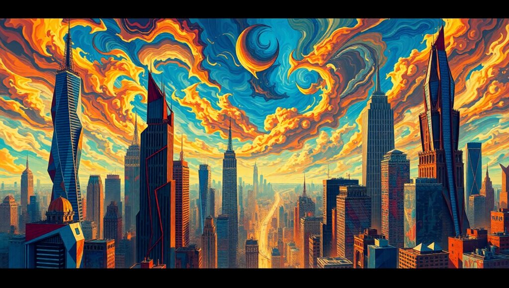 Emotional Cityscape in Expressionism – free AI stock image