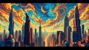 Emotional Cityscape in Expressionism – free AI stock image