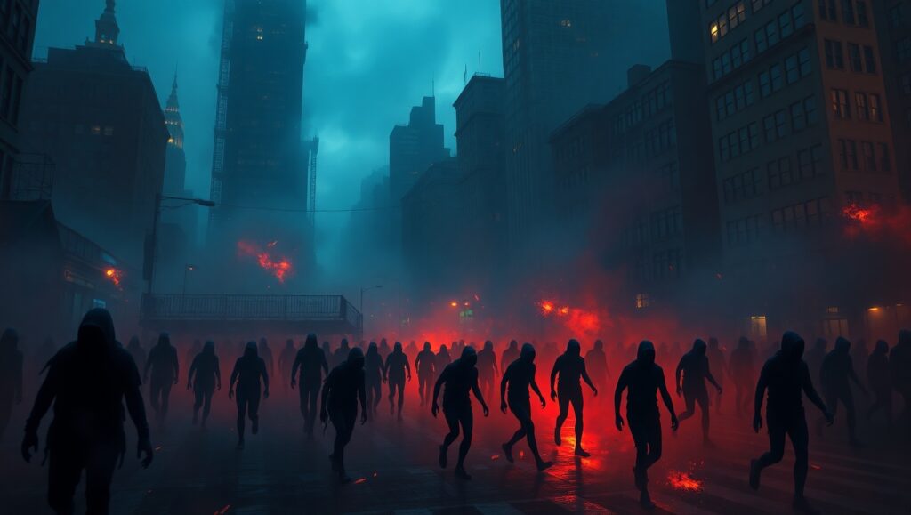 Emotional Distortion in Urban Shadows – free AI stock image
