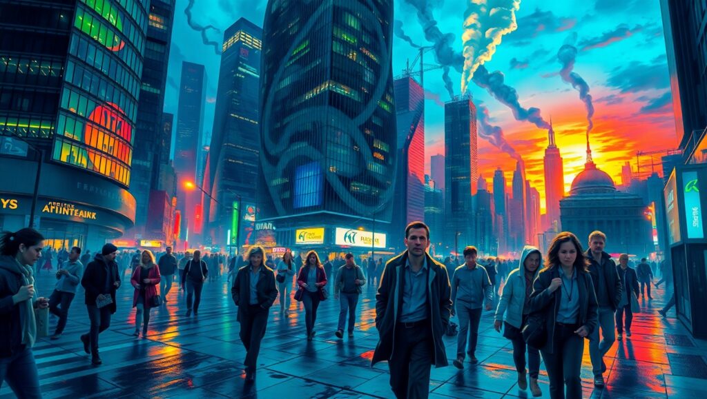 Emotions in a Melting City – free AI stock image