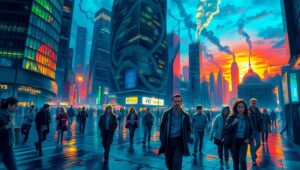 Emotions in a Melting City – free AI stock image