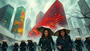 Emotions in the Stormy City – free AI stock image