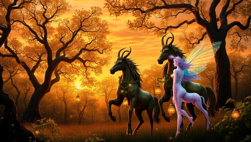 Enchanted Bronze Forest at – free AI stock image