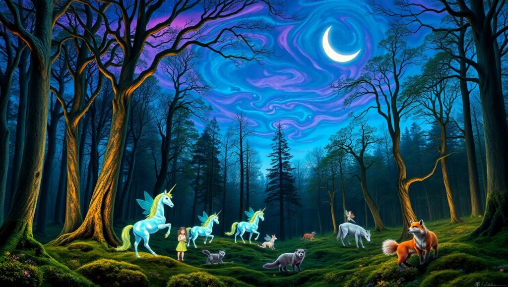 Enchanted Forest of Bioluminescence – free AI stock image